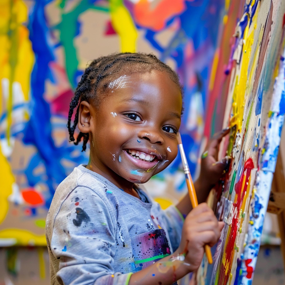 A Greenfield pupil painting in the creative arts studio